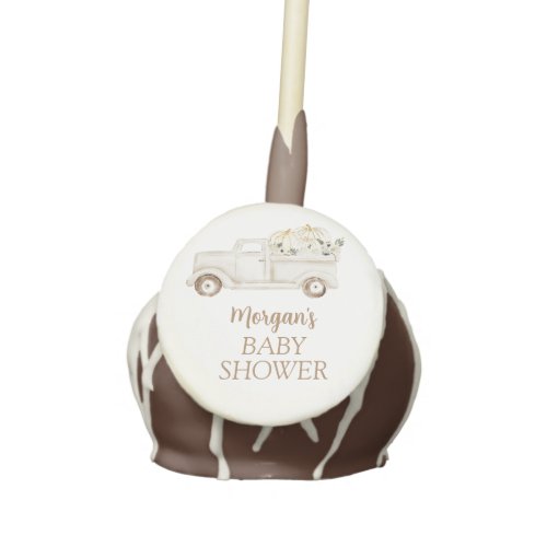 Neutral Beige Little Pumpkin Cute Baby Shower Cake Pops