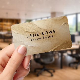 Neutral Beige Luxury Senior Stylist Business Card Clear Business Cards