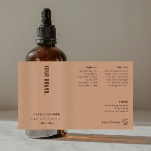 Neutral Beige Minimal 4 OZ Cosmetic Bottle Label