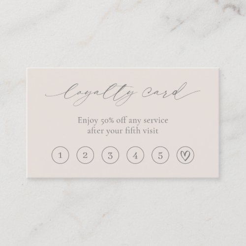 Neutral Beige Minimal Heart QR Code Elegant Modern Loyalty Card