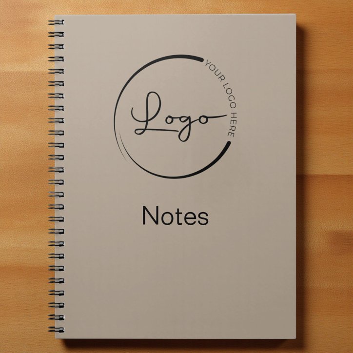 Neutral Beige Minimalist Logo Professional Notebook