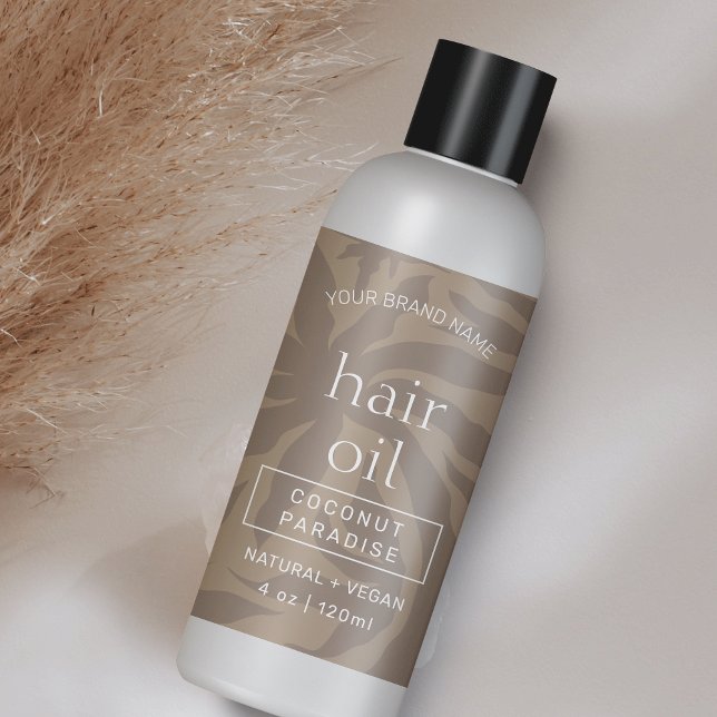 Neutral Beige Modern 4 OZ Cosmetic Bottle Label (Modern neutral beige aesthetic cosmetic bottle wrap around label with fully editable text & colors)