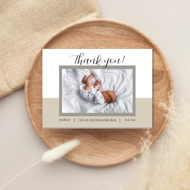 Neutral Beige New Born Baby Thank You Card (Creator Uploaded)