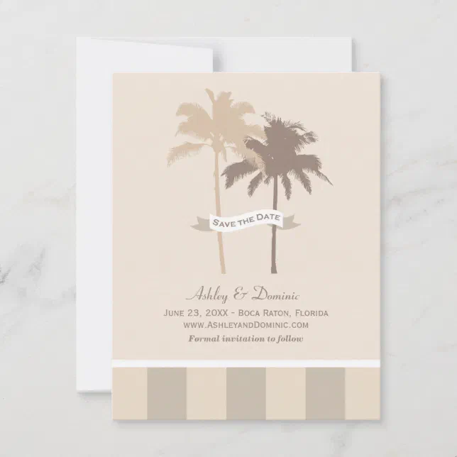 Neutral Beige Palm Trees Beach Wedding Save The Date Zazzle