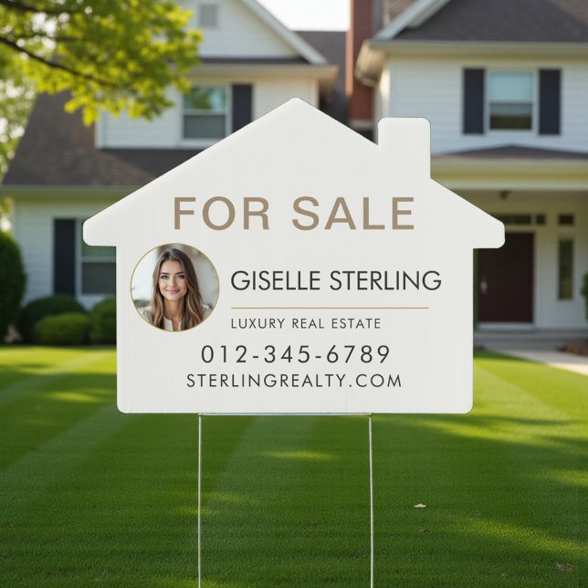Neutral Beige Photo For Sale Real Estate Sign (Creator Uploaded)