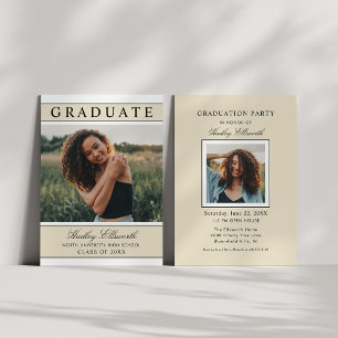Neutral Beige Photo Graduation Party Modern Invitation