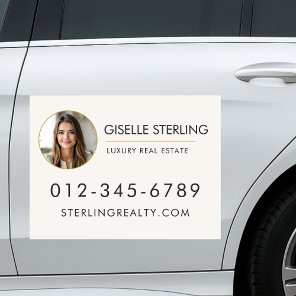 Neutral Beige Photo Real Estate Agent Car Magnet