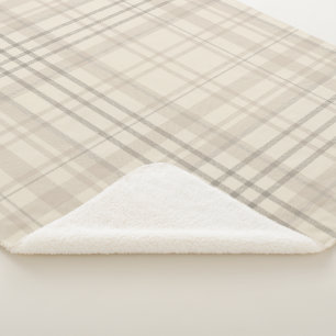 Neutral Beige Plaid Sherpa Blanket