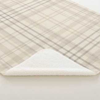 Neutral Beige Plaid Sherpa Blanket