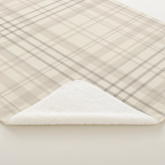Neutral Beige Plaid Sherpa Blanket (3/4)