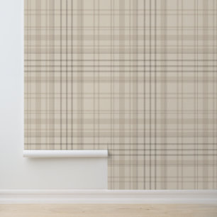 Neutral Beige Plaid Wallpaper