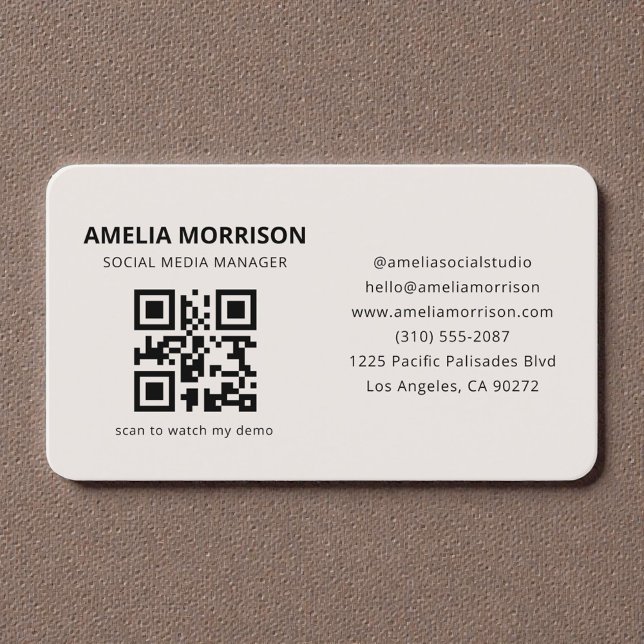 Neutral Beige QR Code Business Card (Creator Uploaded)