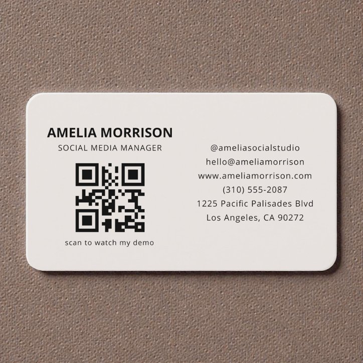 Neutral Beige QR Code Business Card