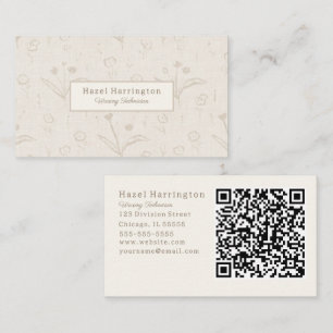 Neutral Beige QR Code Business Card Minimalist