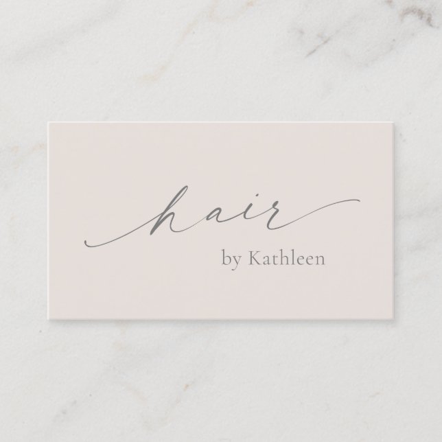 Neutral Beige QR Code Elegant Hair Stylist Modern Business Card (Front)