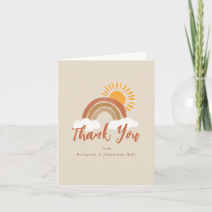 Neutral Beige Rainbow Boho Baby Shower Thank You Card
