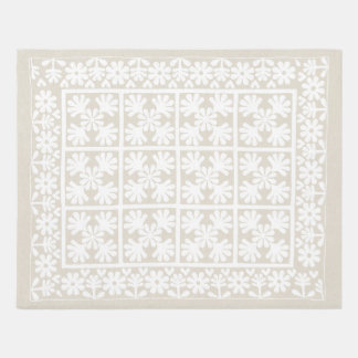 Neutral Beige Scandinavian Rug Oak Leaf Floral