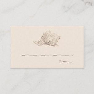 Neutral Beige Seashell Beach Monogram Wedding Place Card