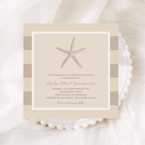 Wedding Invitation | Ivory Starfish Stripes