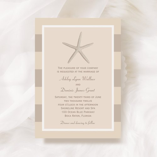 Wedding Invitation | Aqua Starfish Stripes