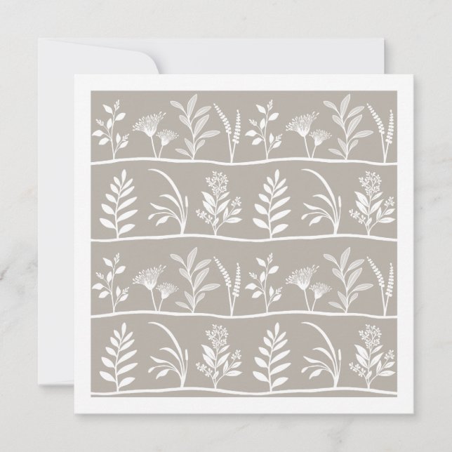 Neutral Beige Taupe Botanic Serenade Minimalist Note Card (Front)