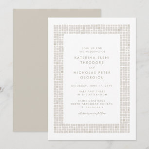 Neutral beige tile frame simple elegant wedding invitation