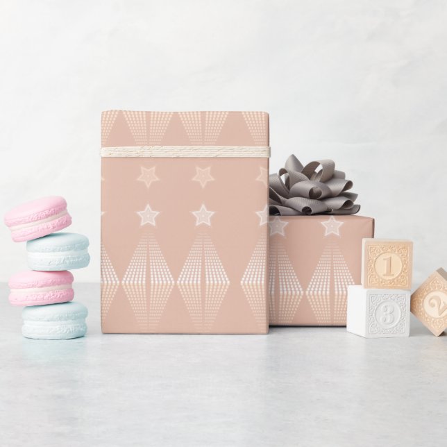 Neutral Beige Tonal Understated Stars & Abstract  Wrapping Paper (Baby Shower)