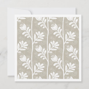 Neutral Beige Vintage Floral Botanical Note Card