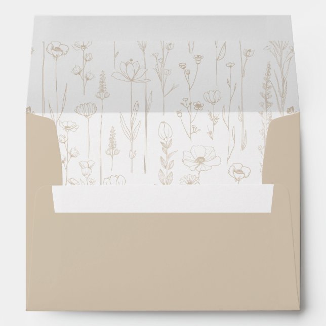 Neutral Beige Wildflower Printed Envelope Interior (Back (Bottom))