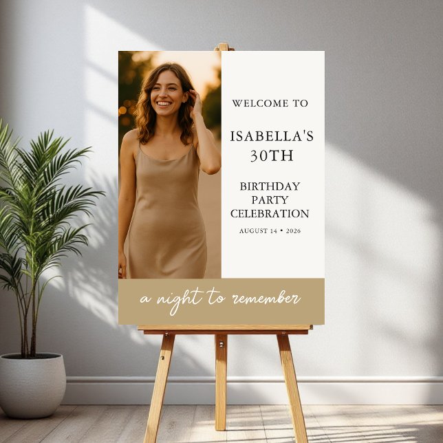 Neutral Birthday Party Photo Welcome Foam Board (Creator Uploaded)