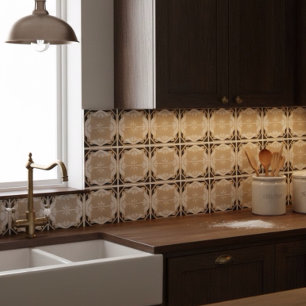 Neutral Black and Beige Intricate  Ceramic Tile