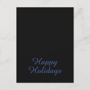 Neutral Black & Blue Plain Elegant Happy Holidays Holiday Postcard