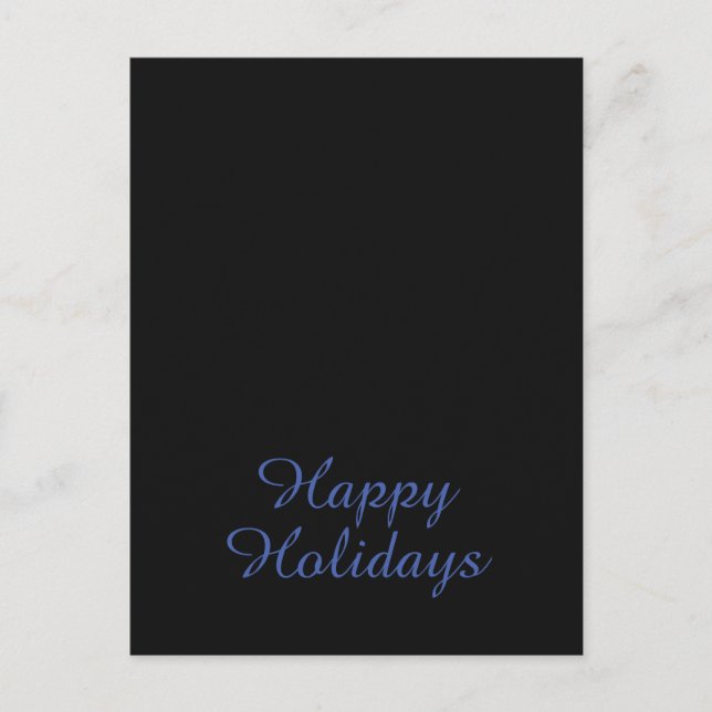 Neutral Black & Blue Plain Elegant Happy Holidays Holiday Postcard (Front)