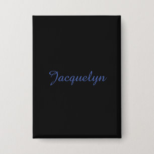 Neutral Black & Blue Plain Elegant Modern Own Name Button
