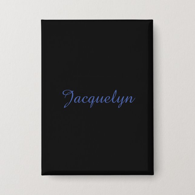 Neutral Black & Blue Plain Elegant Modern Own Name Button (Front)