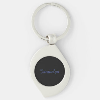 Neutral Black & Blue Plain Elegant Modern Own Name Keychain