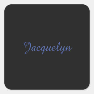 Neutral Black & Blue Plain Elegant Modern Own Name Square Sticker