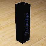 Neutral Black &amp; Blue Plain Elegant Modern Own Name Wine Box