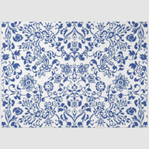 Neutral Blue Botanical Decoupage Vintage Farmhouse Tissue Paper