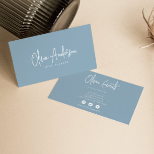 Neutral Blue Ocean Minimalist Boho Chic Modern Business Card