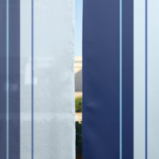 Neutral Blue Striped Sheer Curtains