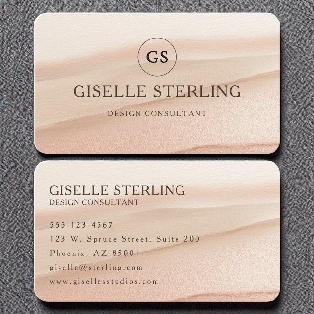 Neutral Blush Beige Watercolor Minimal Elegant Business Card (Creator Uploaded)