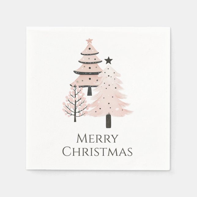Neutral Blush Christmas Tree Paper Napkins (Front)