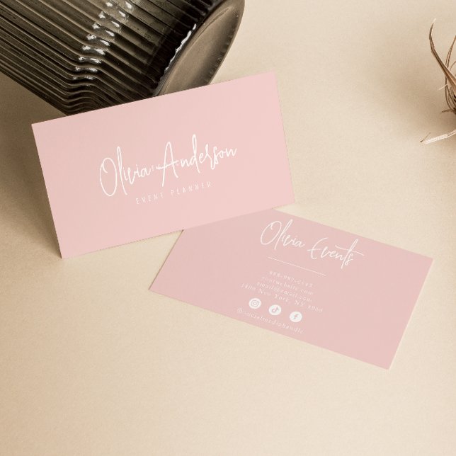 Neutral Blush Pink Minimalist Boho Girly Modern Business Card (Creator Uploaded)