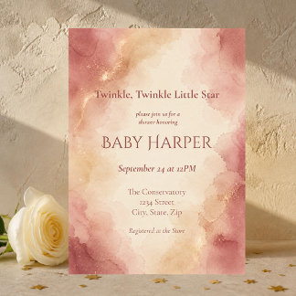 Neutral Blush Watercolor Baby Shower Invitation