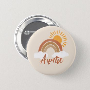 Neutral Bohemian Aunt Baby Shower Title Button by 2BirdStone at Zazzle