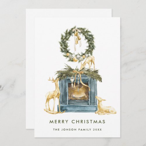 Neutral Bohemian Christmas Composition Greeting Holiday Card