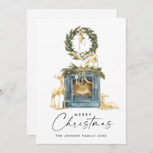 Neutral Bohemian Christmas Composition Greeting Holiday Card