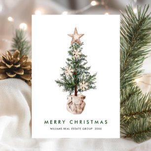 Neutral Bohemian Christmas Tree Corporate Holiday Card