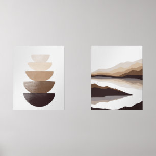 Neutral Boho Abstract Wall Art Set of 2 Prints
